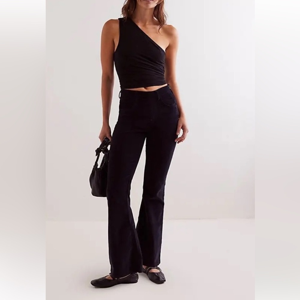 Free People CRVY Karma Cord Flare Jean in Black M new!